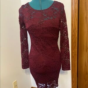 Elegant Burgundy Lace Dress